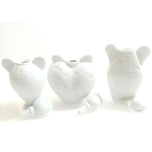 Set (3) Roman Inc ANGEL BOTTLES White Porcelain Figural Containers & Lids 6PC - Picture 7 of 8